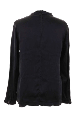 Longsleeve Damski Stójka Gładki - Czarny  93,5% jedwab