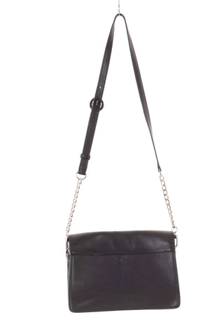 Torebka crossbody skórzana z klapą - Czarna  100% skóra