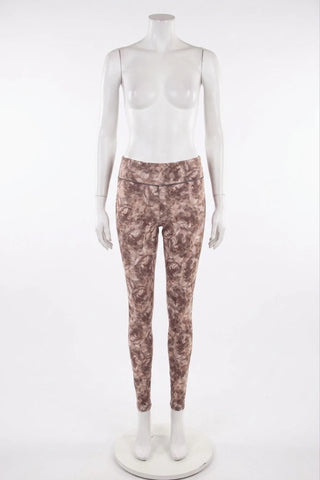 Damskie Legginsy w Kwiatowy Wzor - Brazowe