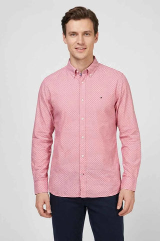 Koszula męska we wzorek Tommy Hilfiger - Różowa