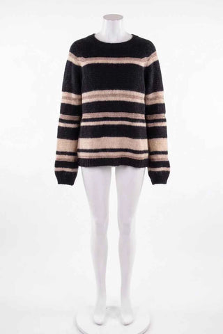 Sweter w paski z lureksem – Granatowy-Beżowy