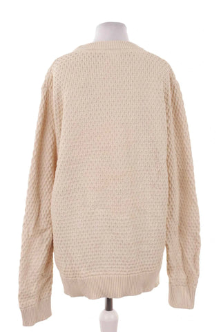 Sweter damski z waflowym splotem - Kremowy