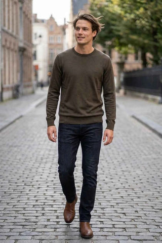 Sweter męski klasyczny  - Zielony