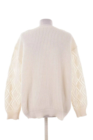Sweter damski  V-neck - Kremowy