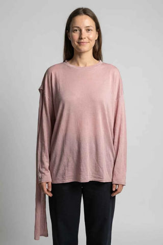 Bluzka z długim rękawem oversize - Różowa   88% lyocell,  12% jedwab