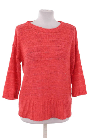 Sweter damski dzianinowy luźny - Koralowy