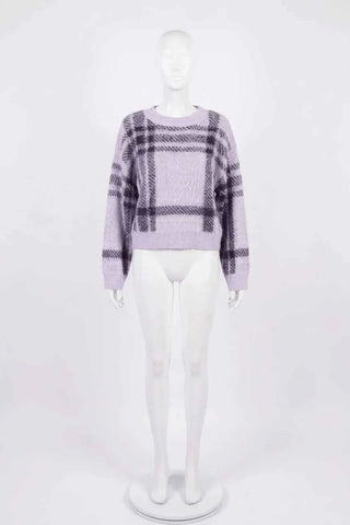 Sweter damski w kratkę – Lawendowy