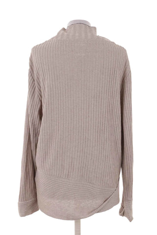 Sweter rozpinany prążkowany - Beżowy  20% len