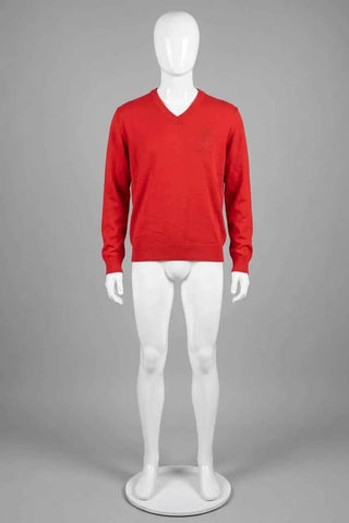 Sweter męski w serek Hugo Boss - Czerwony
