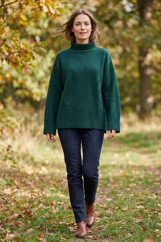 Sweter golfowy - Butelkowa zieleń  6% wełna