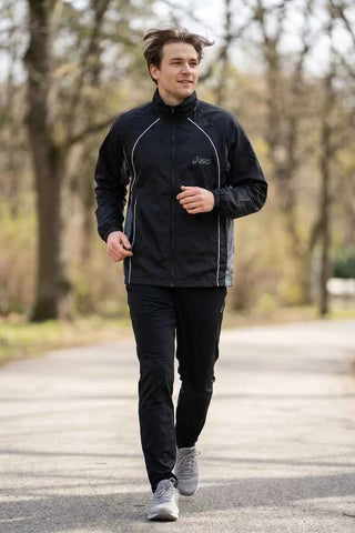 Wiatrówka męska Asics z paskami - Czarna