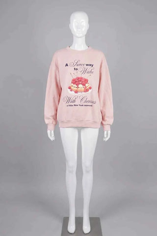 Bluza damska oversize z nadrukiem - Różowa