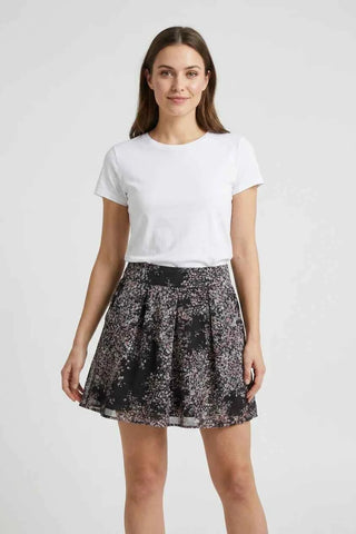 Spódnica mini w kwiaty - czarna