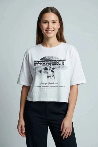 T-shirt krótki z nadrukiem Denim Project - Biały