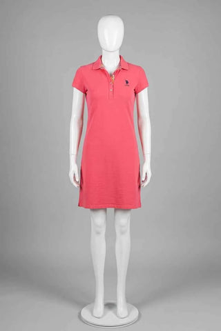 Sukienka polo bawełniana USPA - Różowa