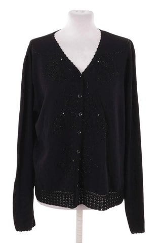 Sweter  haftowany z koralikami - Czarny