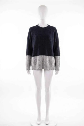 Sweter damski dzianinowy  - Granatowo-szary  25% wełna 5% moher