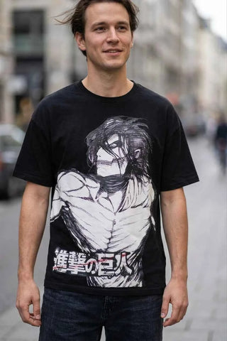 T-shirt bawełniany Attack on Titan - Czarny
