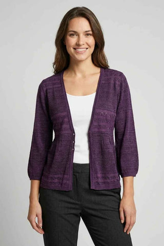 Sweter damski rozpinany w serek - Fioletowy