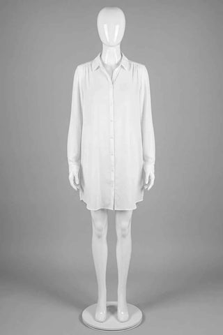 Koszula damska długa oversize - Biała
