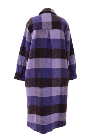 Kurtka koszulowa oversize w kratę - Fioletowo-Brązowa