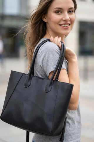 Torba shopperka z eko skóry - Czarna