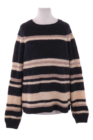 Sweter w paski z lureksem – Granatowy-Beżowy