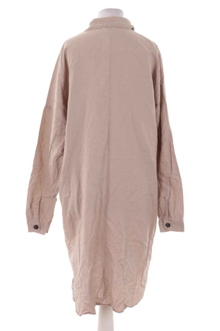 Sukienka koszulowa oversize - Beżowa  55% len