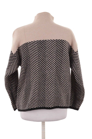 Sweter golf wzór w jodełkę - Beżowo-Czarny
