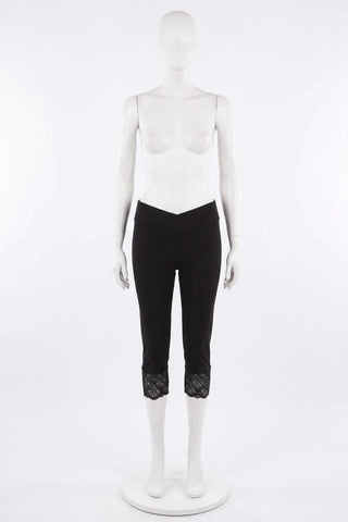 Damskie legginsy 3/4 z koronką i pasem crossover