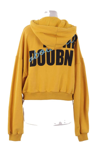 Bluza z kapturem krótka rozpinana - Żółta