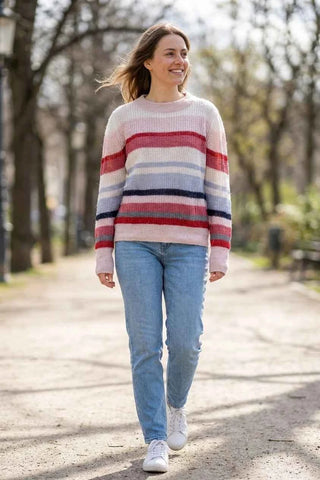 Sweter dzianinowy w paski  34% alpaka, 20% wełna