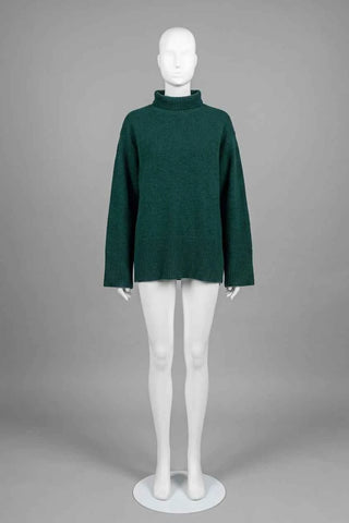 Sweter golfowy - Butelkowa zieleń  6% wełna