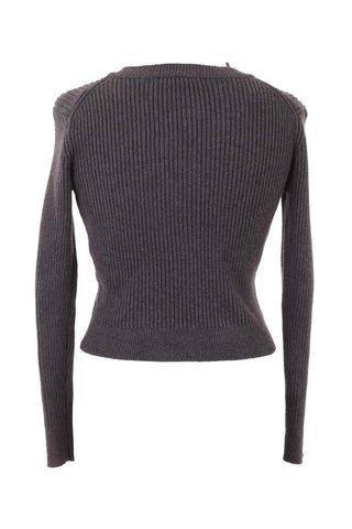Sweter prążkowany krótki - Szary