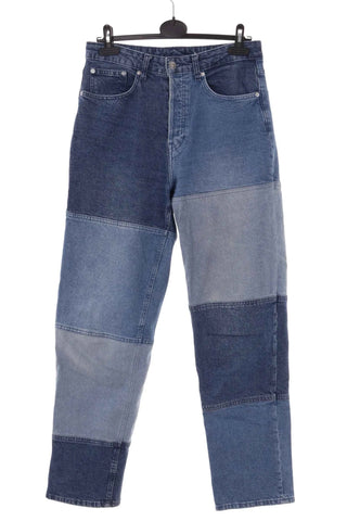 Damskie spodnie jeansowe patchworkowe