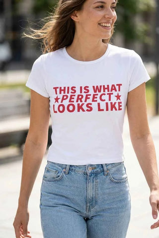 T-shirt damski bawełniany z nadrukiem - Biały