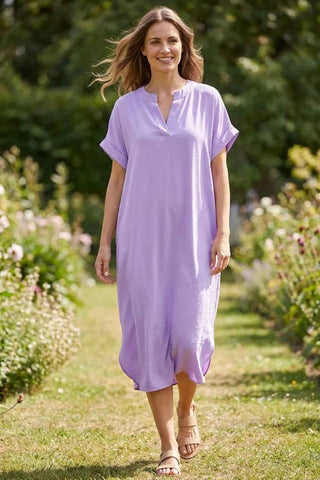 Sukienka tunikowa oversize o luźnym kroju - Fioletowa