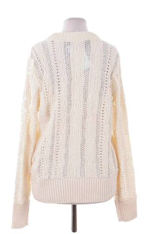 Sweter damski dzianinowy z cekinami - Kremowy