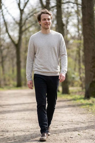 Sweter męski dzianinowy gładki - Szary  100% wełna