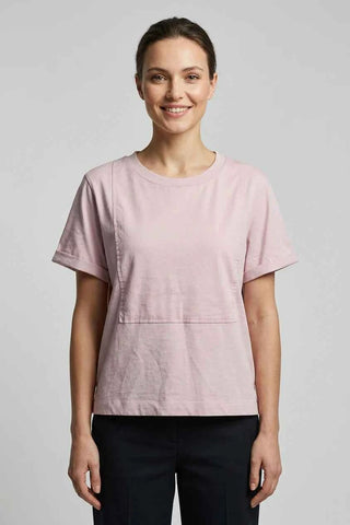 T-shirt damski bawełniany z krótkim rękawem - Różowy